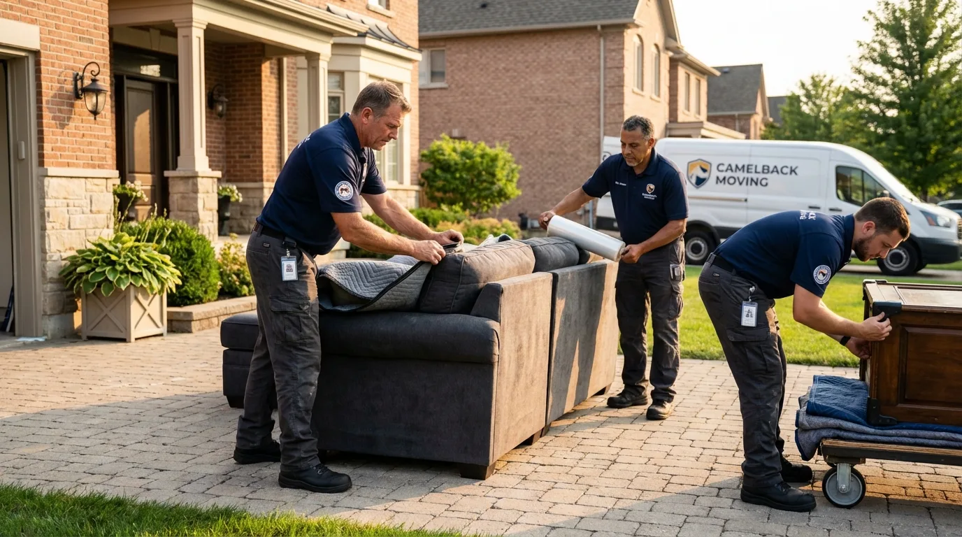 Large estate moving crew wrapping furniture in Fremont, NC