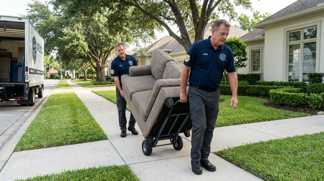 Local residential moving crew loading furniture in Fremont, NC